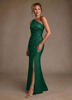 Azazie Joylin Suknie dla Matki Panny Młodej Trąbka Jedno ramię Kwiatowe wypalenie Długość podłogi Sukienka image3