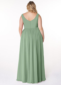 Azazie Keyla Jurken voor bruidsmeisjes Jurk van Chiffon met A-Lijn V-hals geplooid Matcha image7