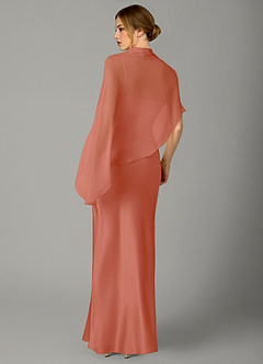 Azazie Jaleesa Jurken voor bruidsmeisjes Jurk van Stretch Satijn met A-Lijn Hoge Kraag Zalm Roze image6