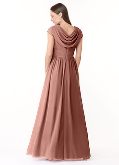 Azazie Organa Abiti da Damigella Abito A-Line in Chiffon Plissettato Cedro Rosa image2