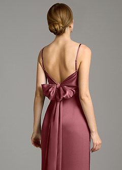 Azazie Adriane Bridesmaid Dresses Desert Rose Sheath Bow Stretch Satin Dress image2