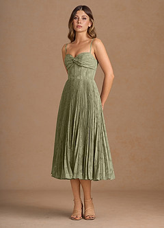 Annie Pistachio Pleated Midi Dress image3