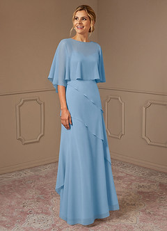 Azazie Bowie vestidos de madre de la novia Vestido de Azul Pálido de Gasa de Corte en A image2