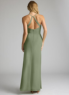 Azazie Becca Final Sale Dark Navy Sheath V-Neck Chiffon Dress image5