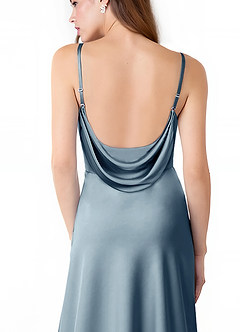 Azazie Alaija Bridesmaid Dresses Dusty Blue Mermaid Side Slit Stretch Satin Dress image6