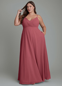 Azazie Amani Bridesmaid Dresses Merlot A-Line Pleated Chiffon Dress image9