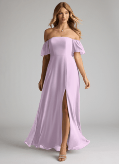 Azazie Sue Bridesmaid Dresses Frosted Lilac A-Line Off the Shoulder Chiffon Convertible Dress image1