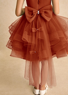 Azazie Tinie Flower Girl Dresses Paprika Ball-Gown Bow Tulle Dress image7