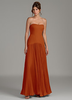 Azazie Yuliana Brautjungfernkleider Eine Linie Schulterfrei Chiffon Kleid Paprika image7