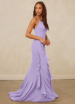 Christian Siriano Bridal for Azazie 1006 Bridesmaid Dresses Lilac Mermaid Ruched Chiffon Dress image5