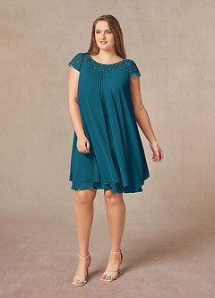 Azazie Tess Mother of the Bride Dresses Ink Blue Empire Sequins Chiffon Dress image3
