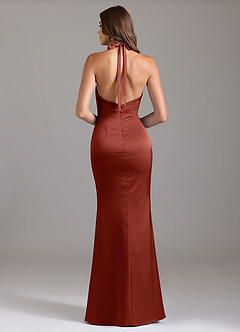 Azazie Valerie Brautjungfernkleider Meerjungfrau-Linie Plissee Stretch-Satin Kleid Terrakotta image2