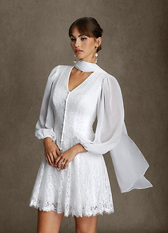 Azazie Dionne Hochzeitskleider A-Linie Spitze Kleid Diamantweiß image2