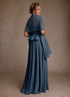Azazie Josabeth Kleider für die Brautmutter A-Linie Plissee Chiffon Kleid Neptunblau image3