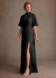 Azazie Hypatia Klänningar till brudens mor Klä Tubklänning i Blommig Utbrändhet Plisserad Svart image2