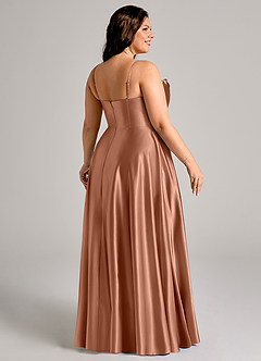 Azazie Elle Suknie dla druhen Linia A z kieszeniami Metaliczny satynowy Do ziemi Sukienka image11