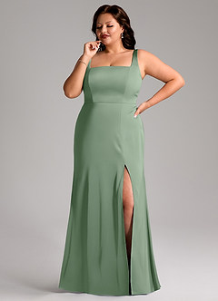 Azazie Frostine Brautjungfernkleider A-Linie Schleifen Stretch-Satin Kleid Matcha image10