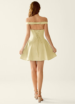 Tonietta Sorbet Citron Robe courte en satin à épaules dénudées image6