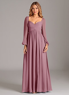 Azazie Bailee Bridesmaid Dresses Vintage Mauve A-Line Long Sleeve Chiffon Dress image7
