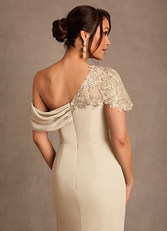 Azazie Sally Mother of the Bride Dresses Champagne Sheath Lace Chiffon Dress image5