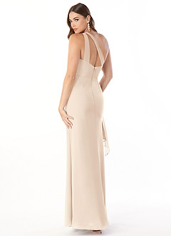 Azazie Maive Bridesmaid Dresses White Alabaster Sheath Pleated Ruffle Chiffon Dress image4