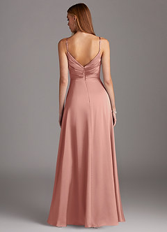 Azazie Calissa Bridesmaid Dresses Rosette A-Line V-Neck Pleated Stretch Satin Dress image2