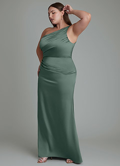 Azazie Akilah Brudtärnklänningar Klänning av Sjöjungfru i Stretch Satin One-shoulder Havsmossa image12