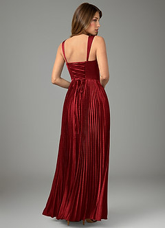 Azazie Avenelle Bridesmaid Dresses Scarlet A-Line Corset Stretch Satin Dress image2