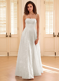 chinese dress ladies Glitter Spaghetti Strap A-line Sheer Wedding Dress main image 1