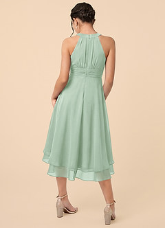 Azazie Linna Junior Agave A-Line Pleated Chiffon Dress image2