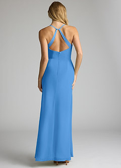 Azazie Becca Bridesmaid Dresses Blue Jay Sheath V-Neck Chiffon Dress image5