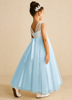 Azazie Tay Flower Girl Dresses Sky Blue A-Line Sequins Tulle Dress image5