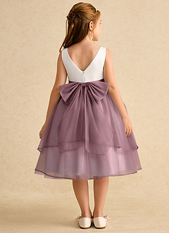 Azazie Rene Flower Girl Dresses Ivory Vintage Mauve A-Line Bow Tulle Dress image2