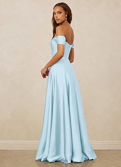 Christian Siriano Bridal for Azazie 1002 Bridesmaid Dresses Sky Blue A-Line Off the Shoulder Stretch Satin Convertible Dress image3