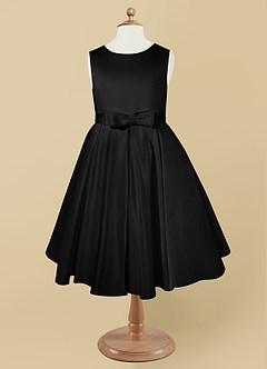 Azazie Coco vestidos de niña de las flores Vestido de Negro de Satin Mate de Corte En A con Lazo image5