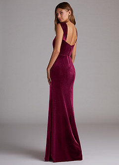 Azazie Junia Bridesmaid Dresses Cabernet Sheath Off the Shoulder Velvet Convertible Dress image3
