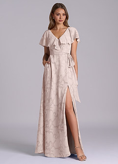 Azazie Lainey Jurken voor bruidsmeisjes Jurk van Bloemen Burn-out met A-Lijn met Zakken Blozend Roze image3