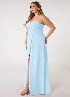 Azazie Arabella Allure Vestidos de damas de honor Vestido de Azul Cielo de Gasa de Corte en A Convertible con Escote de Corazón image16