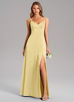Azazie Talina Brautjungfernkleider A-Linie Stretch-Satin Kleid Zitronensorbet image1
