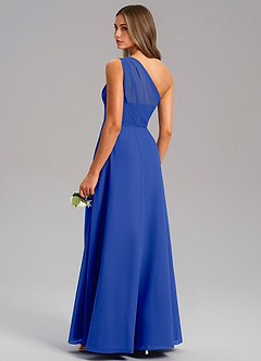 Azazie Phaedra Bridesmaid Dresses Royal Blue A-Line One Shoulder Chiffon Dress image7