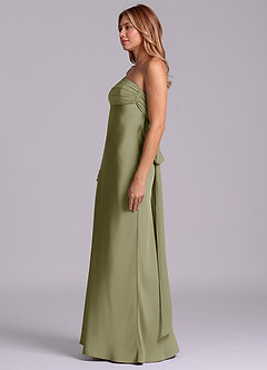 Azazie Ailanie Bridesmaid Dresses Pistachio Sheath Strapless Stretch Satin Dress image6