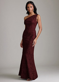 Azazie Emerson Vestidos de damas de honor Vestido de Cabernet de Devorado Floral de Corte Sirena con Vestidos sin tirantes image5