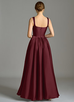 Azazie Verina Bridesmaid Dresses Cabernet A-Line Pleated Stretch Satin Dress image6