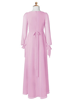 Azazie Leonia Junior Candy Pink A-Line with Pockets Chiffon Dress image8