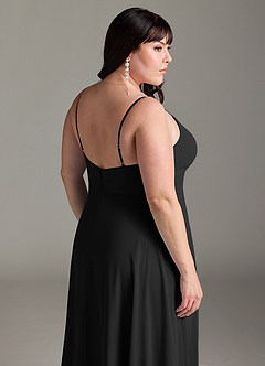 Azazie Akita Robes de demoiselle d'honneur Robe Trapèze en Mousseline de soie Noir image11