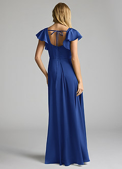 Azazie Bondi Bridesmaid Dresses Royal Blue A-Line Bow Stretch Satin Dress image4