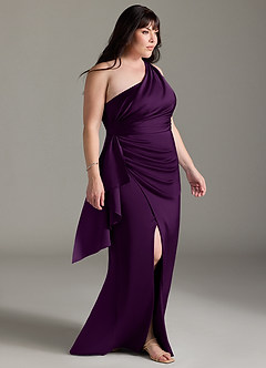 Azazie Maive Robes de demoiselle d'honneur Robe Fourreau en Satin extensible Rayé Grain De Raisin image3