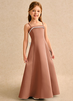 Azazie Izel Girls Formal Flower Girl Klänningar Klä A-Line i Matt satäng Plisserad image3