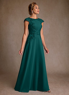 Azazie Christi Mother of the Bride Dresses Peacock A-Line Lace Chiffon Dress image3