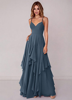 Azazie Zaina Bridesmaid Dresses Neptune A-Line Chiffon Dress image3